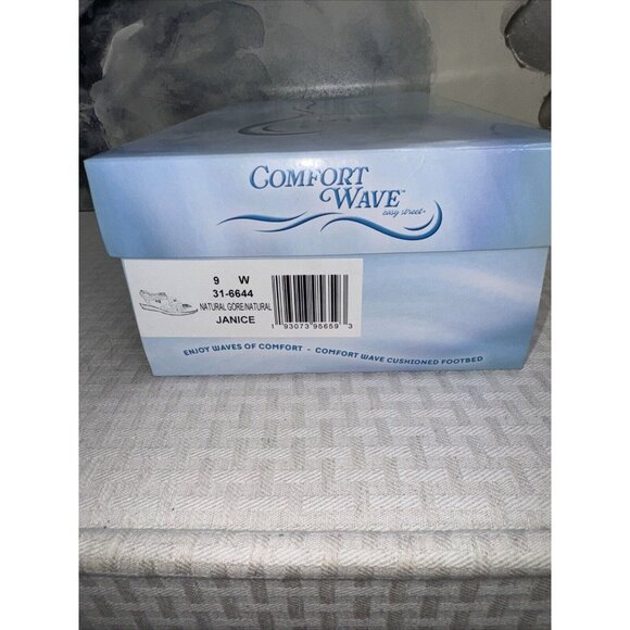 Easy Street Comfort Wave Janice Size 9 W Womens Slip On Sandal Natural Gore - Picture 11 of 11